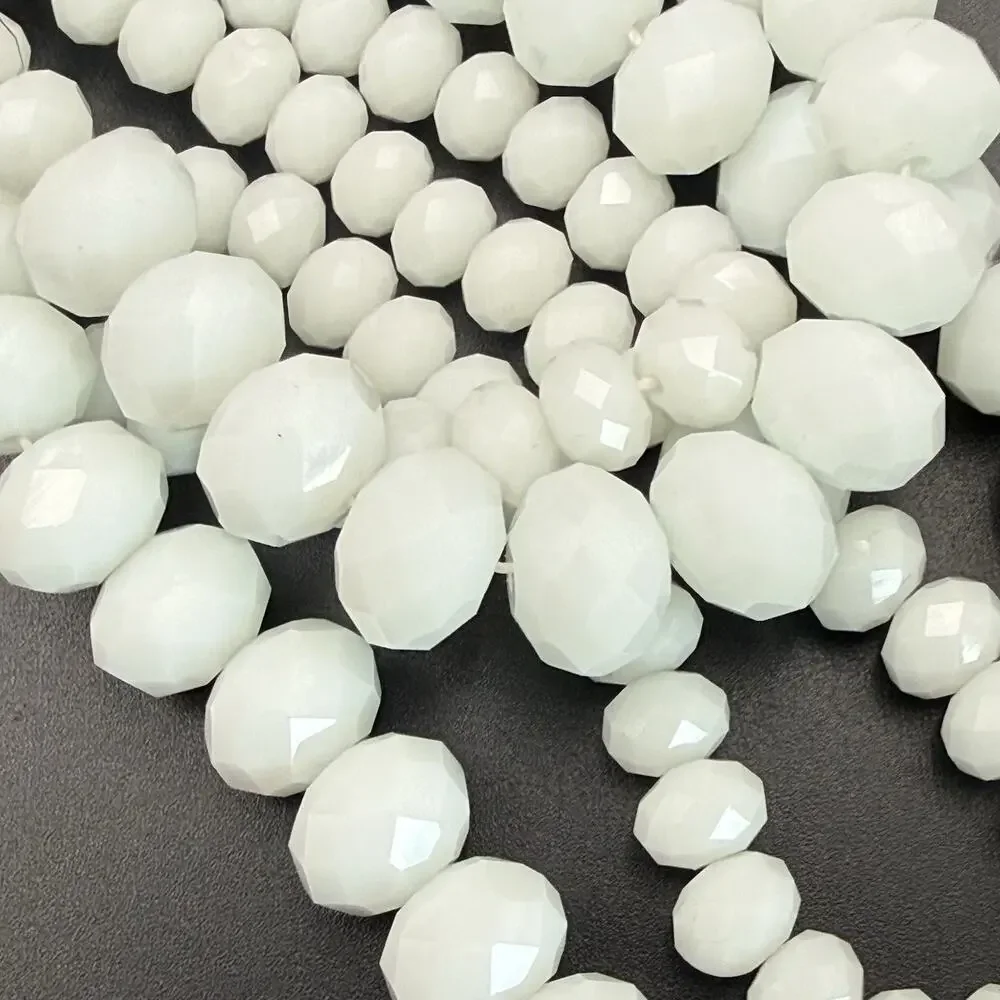 Talbots 4 Strand White Glass Statement Necklace Chunky Faceted Layered Bib 20 25